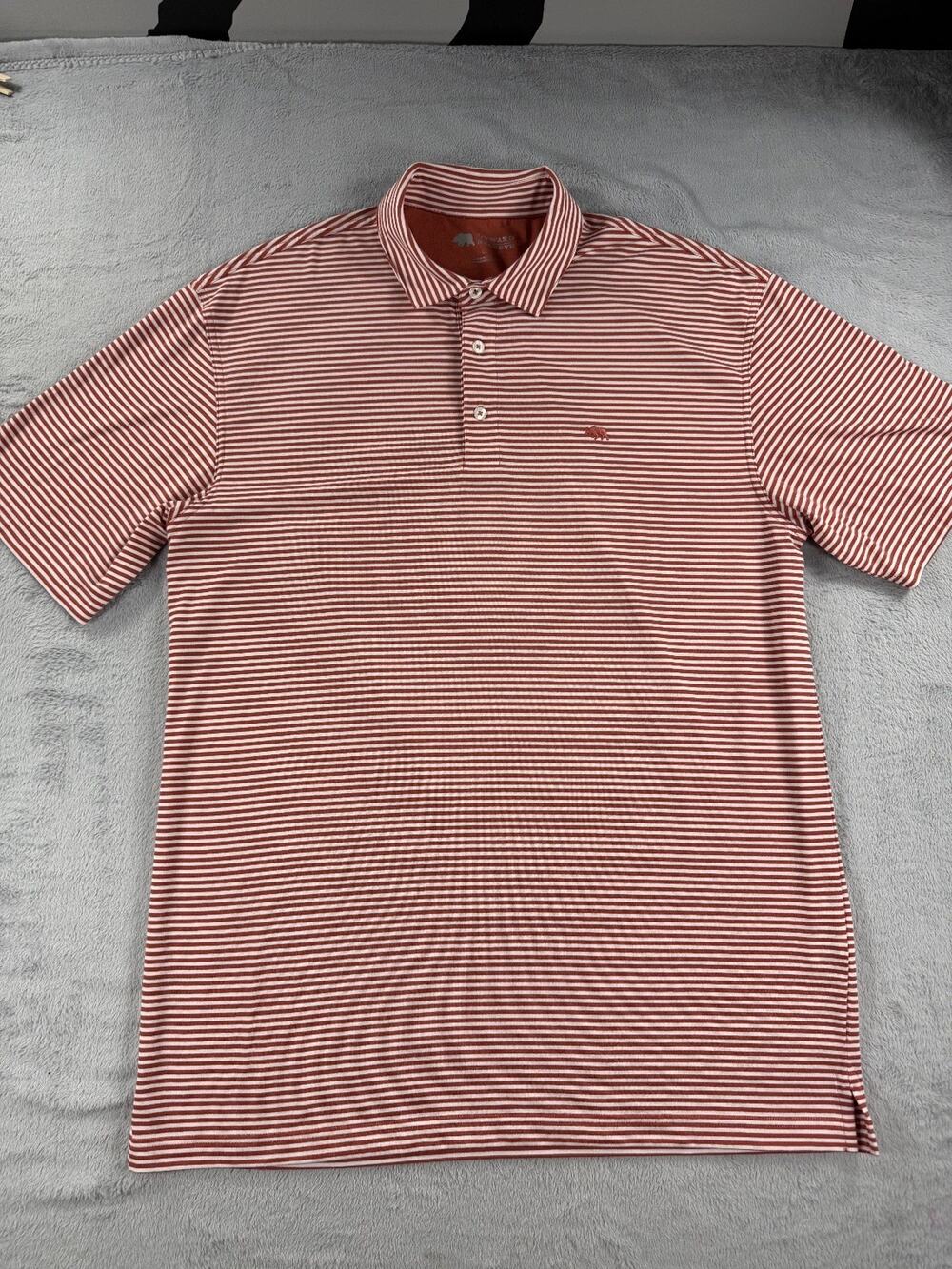 Onward Reserve Mens Large Striped Performance Polo Shirt Red White Golf Stretch